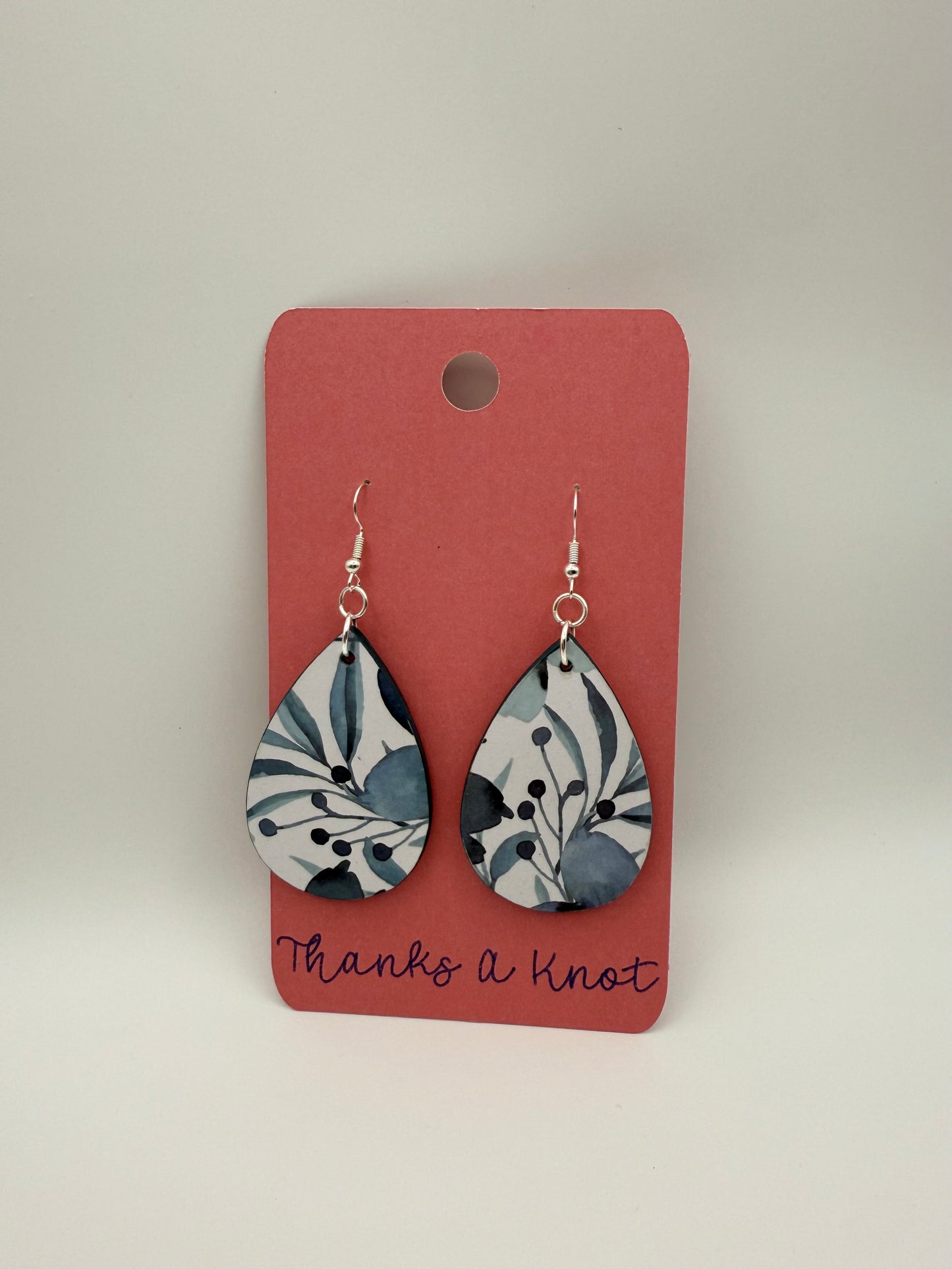 wood and decoupage dangle earrings