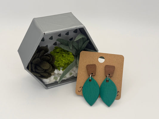 Hand Painted Wood Earrings | Minimalist Botanical Statement Earrings