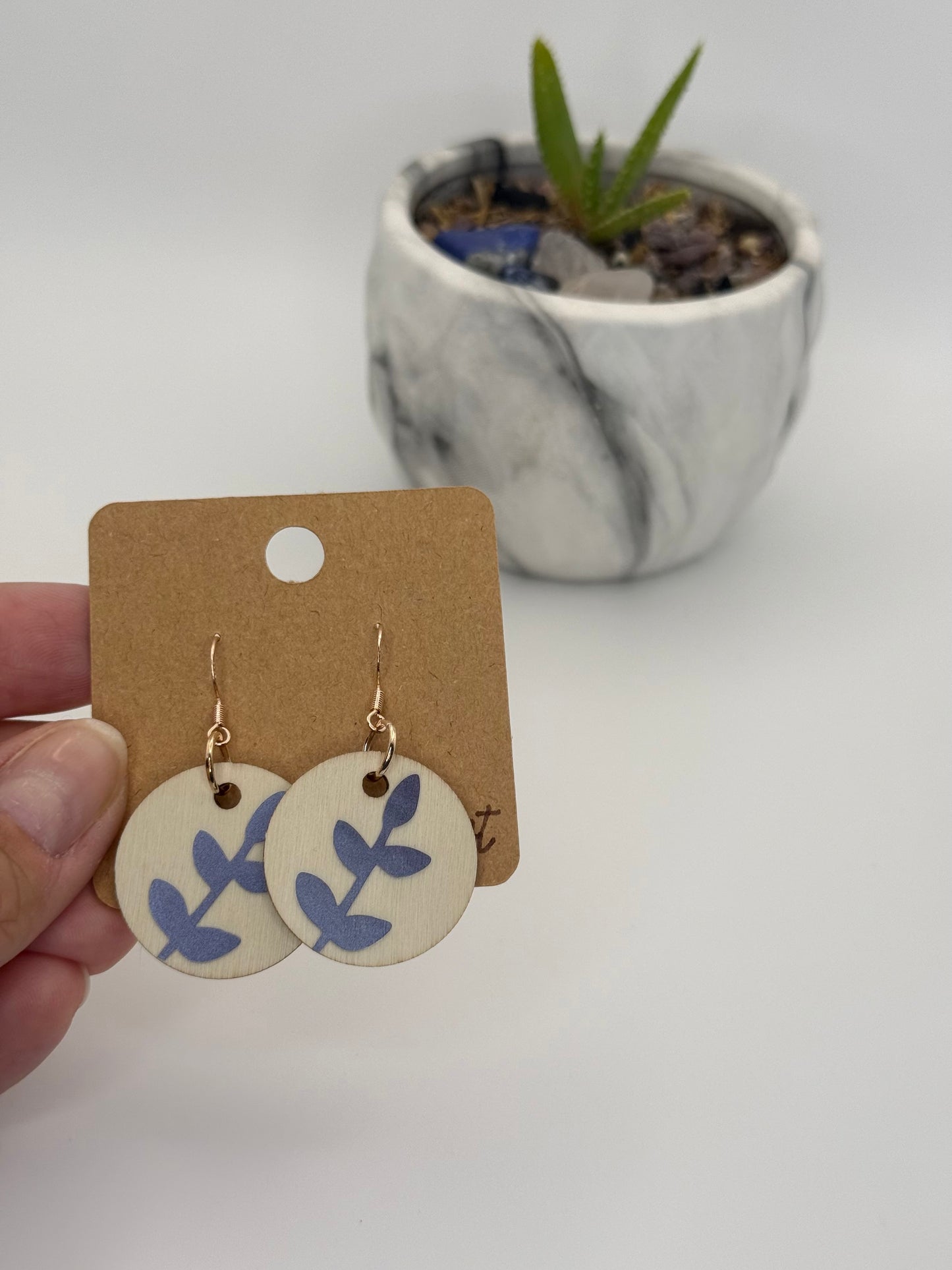 Handmade Botanical Wood Earrings | Minimalist Floral Statement Earrings