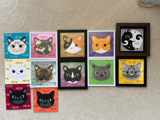 Custom cat face layered paper wall art