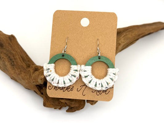 Kelly Green Macramé Wood Earrings | Hand Knotted Boho Dangles