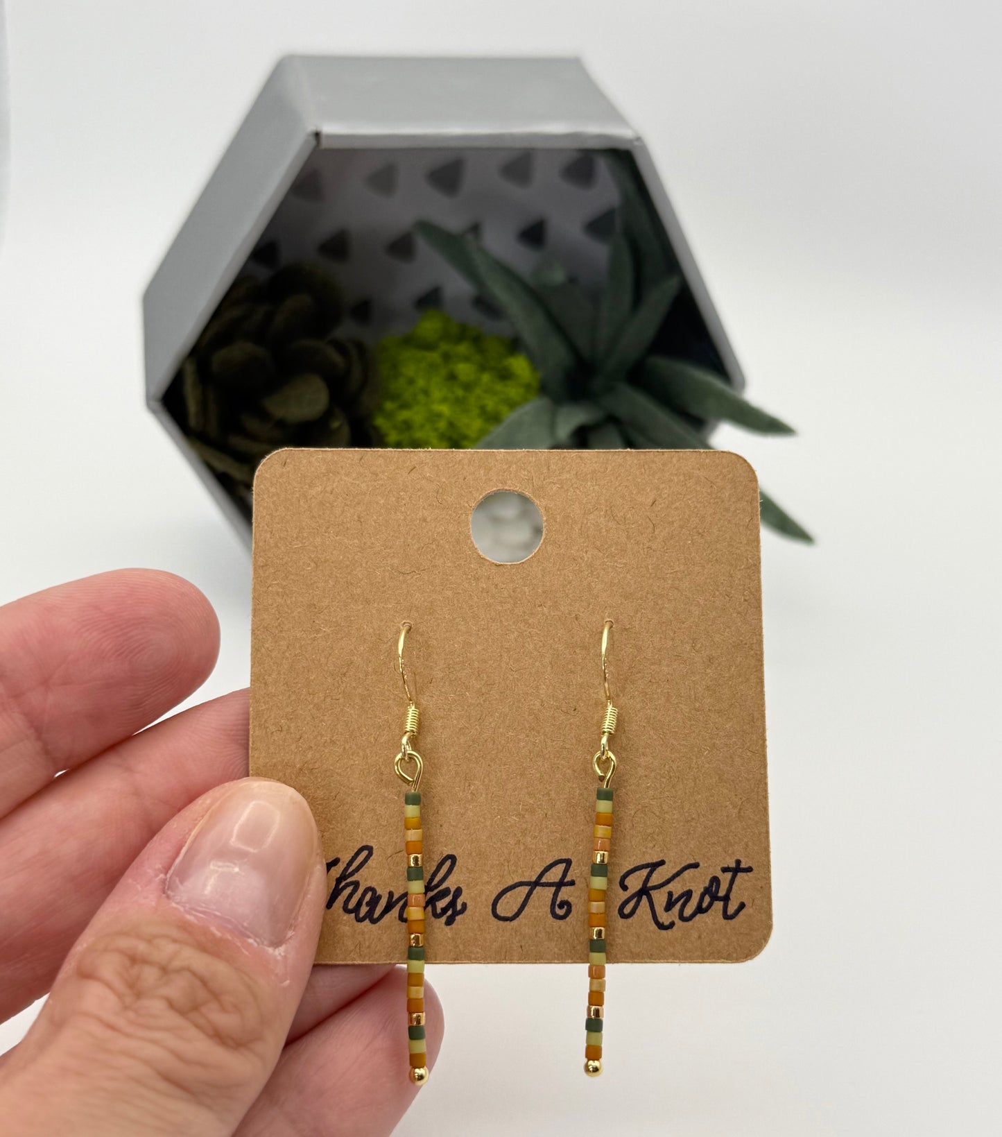 Miyuki Beaded Bar Earrings | Minimalist Handmade Seed Bead Earrings