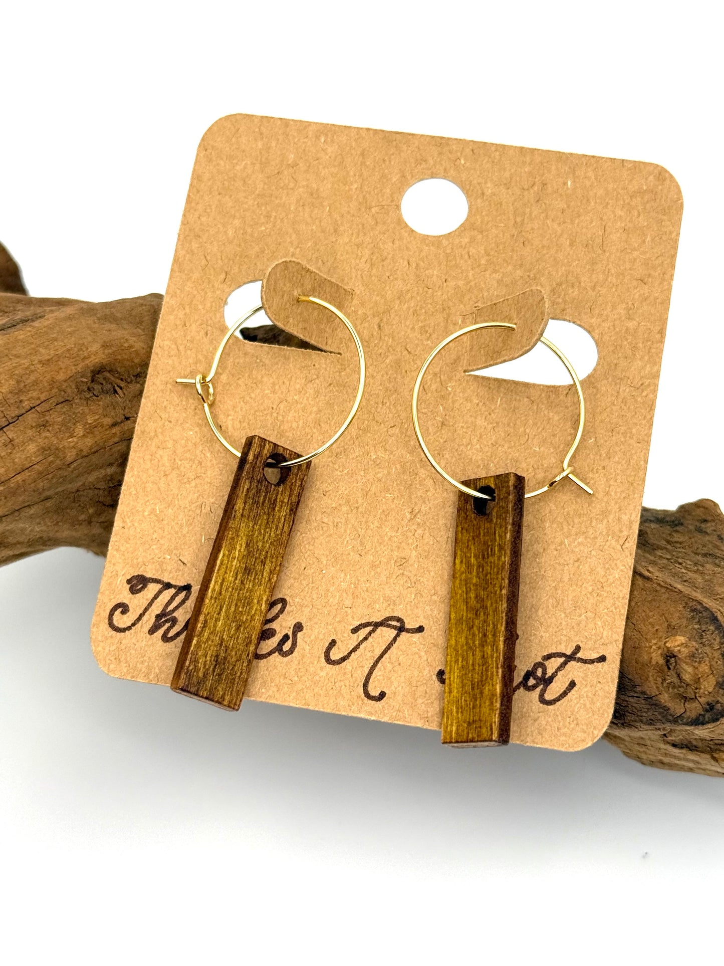 Two-Sided Stained Wood Hoop Earrings | Mahogany & Ochre Dangles