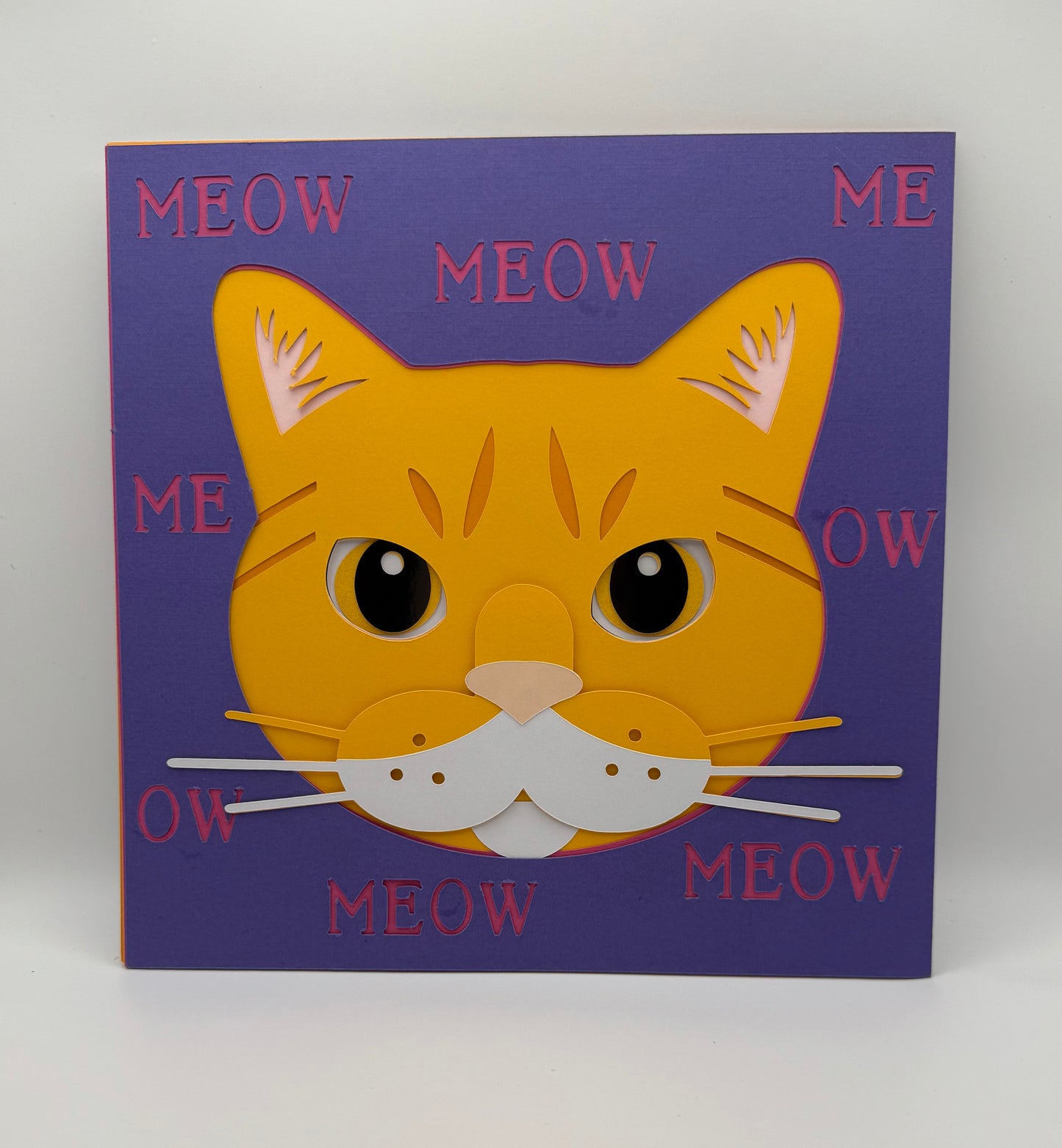 Custom cat face layered paper wall art
