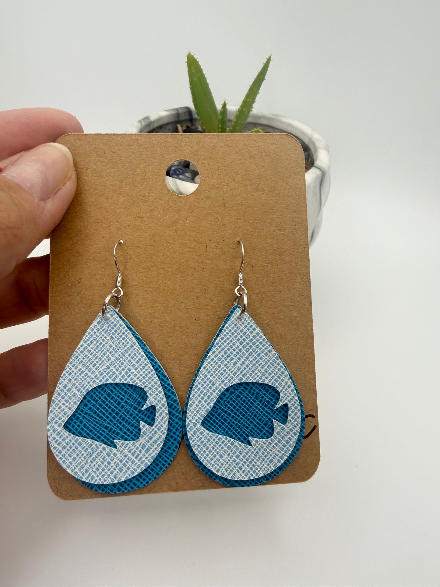 Layered Fish Faux Leather Earrings | Handmade Fishing Inspired Statement Earrings