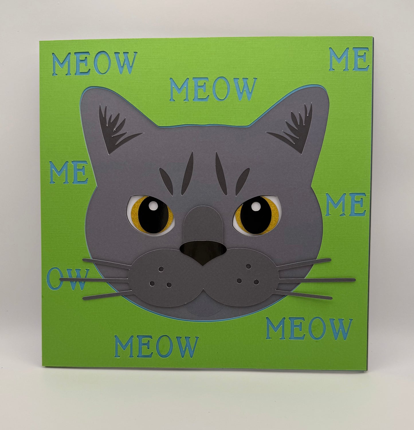 Custom cat face layered paper wall art