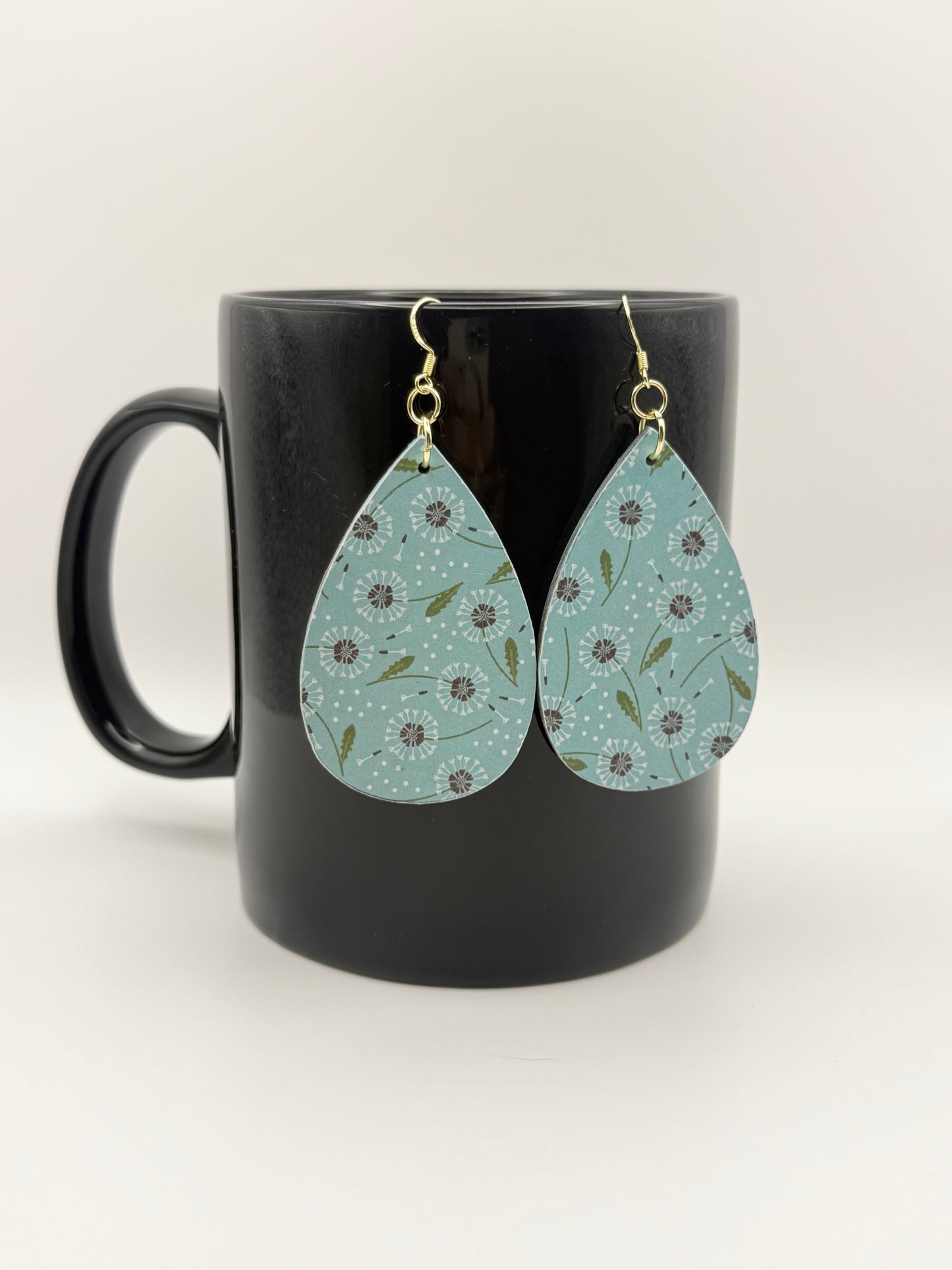 Almost Perfect – Blue Dandelion Decoupage Wood Earrings