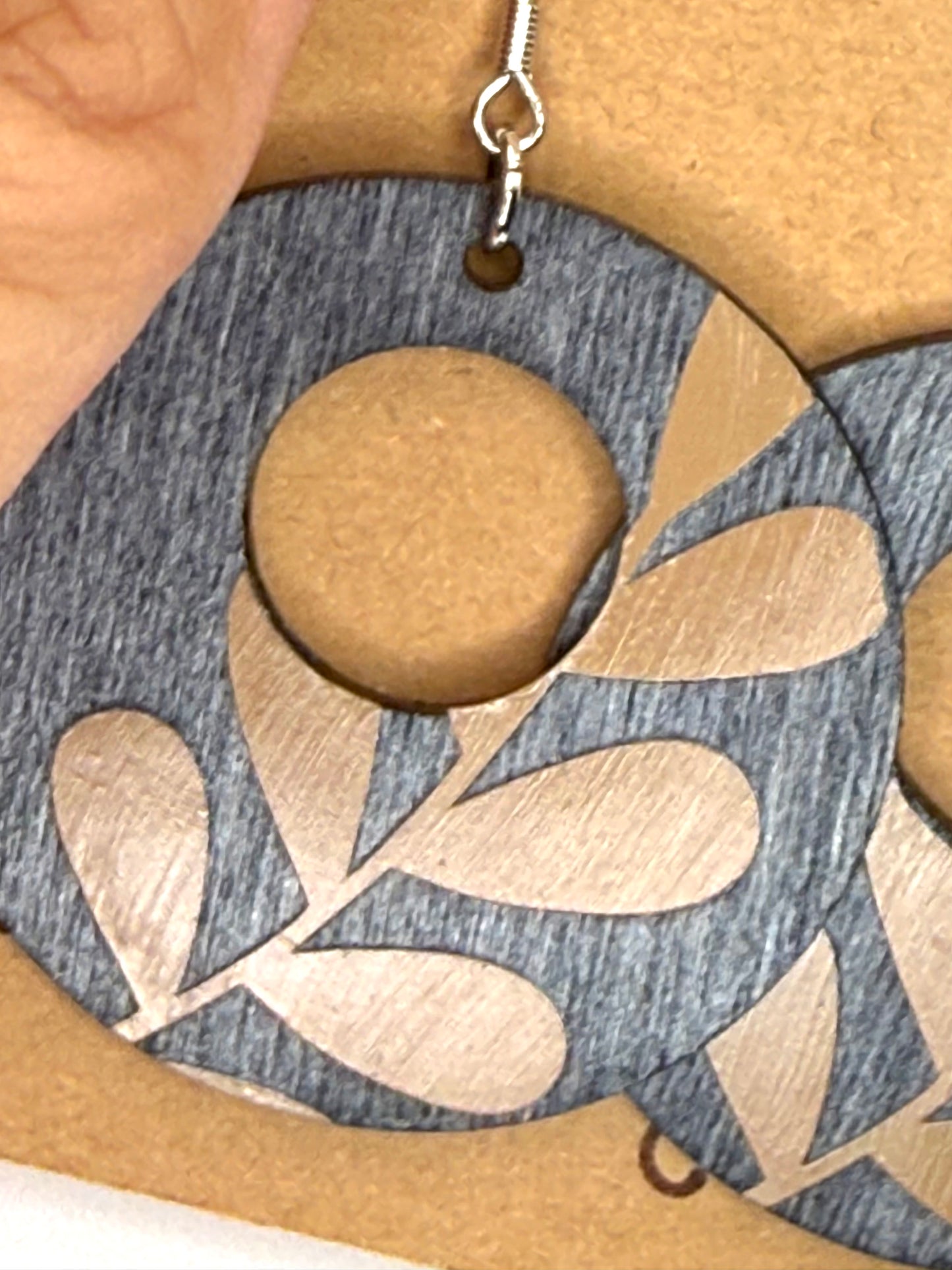 Almost Perfect Dark Gray Wood Earrings | Beige Botanical Dangles