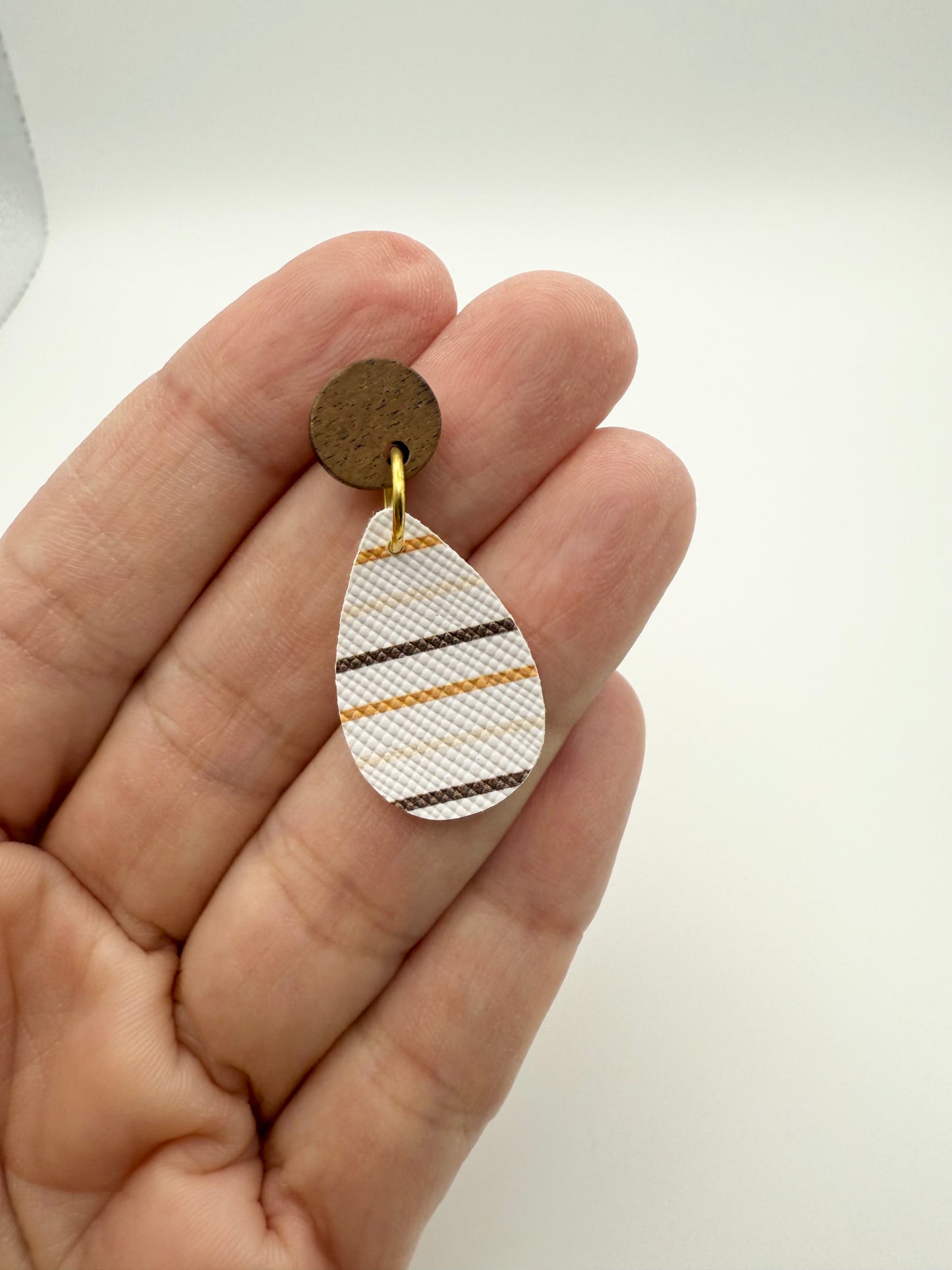 Faux leather stud dangle earrings