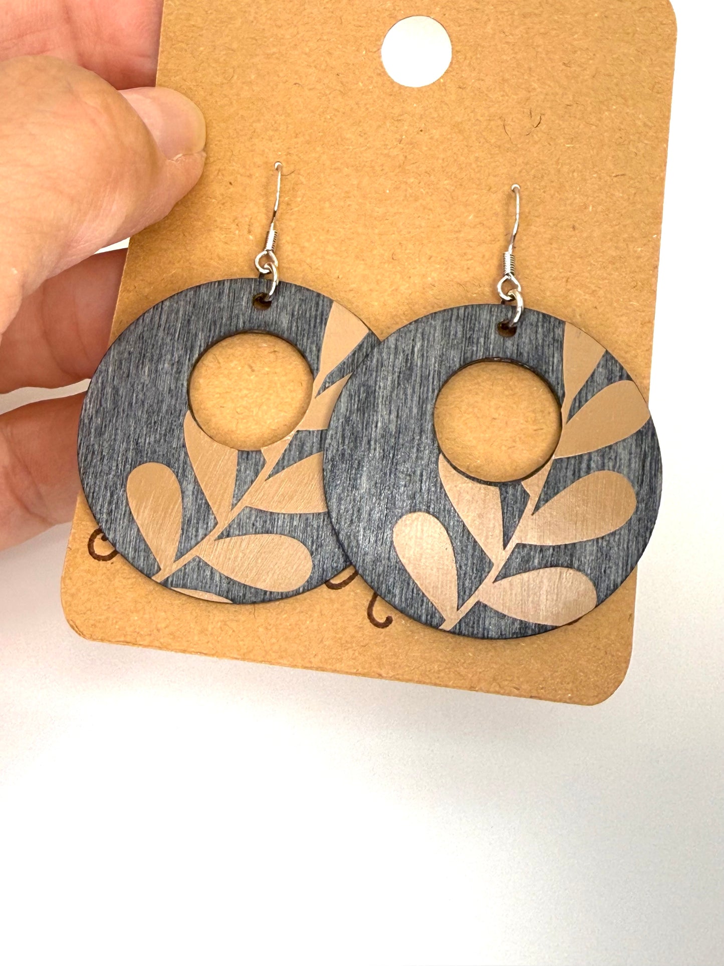 Almost Perfect Dark Gray Wood Earrings | Beige Botanical Dangles