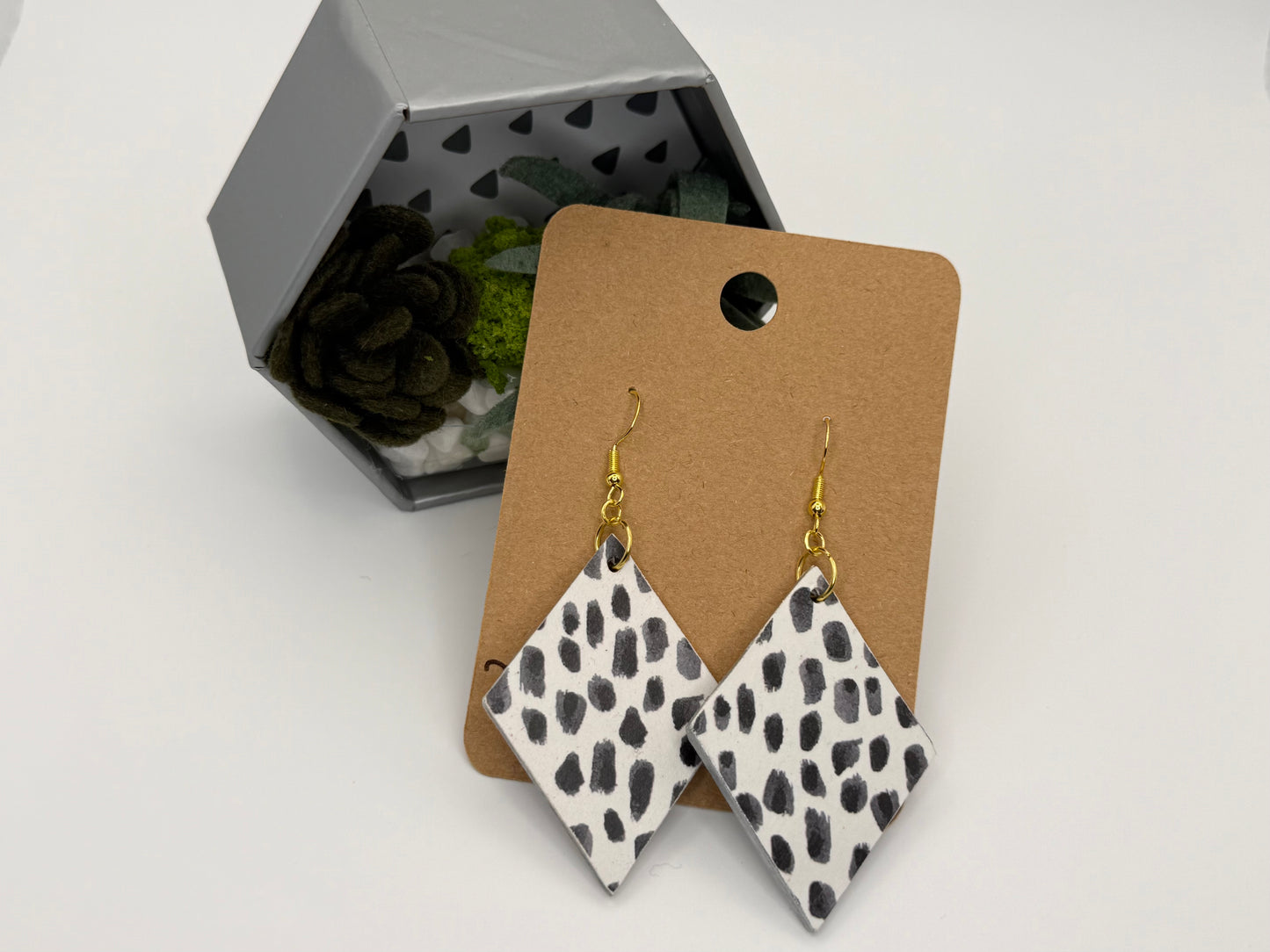 Modern Decoupage Earrings | Handmade Geometric Statement Jewelry