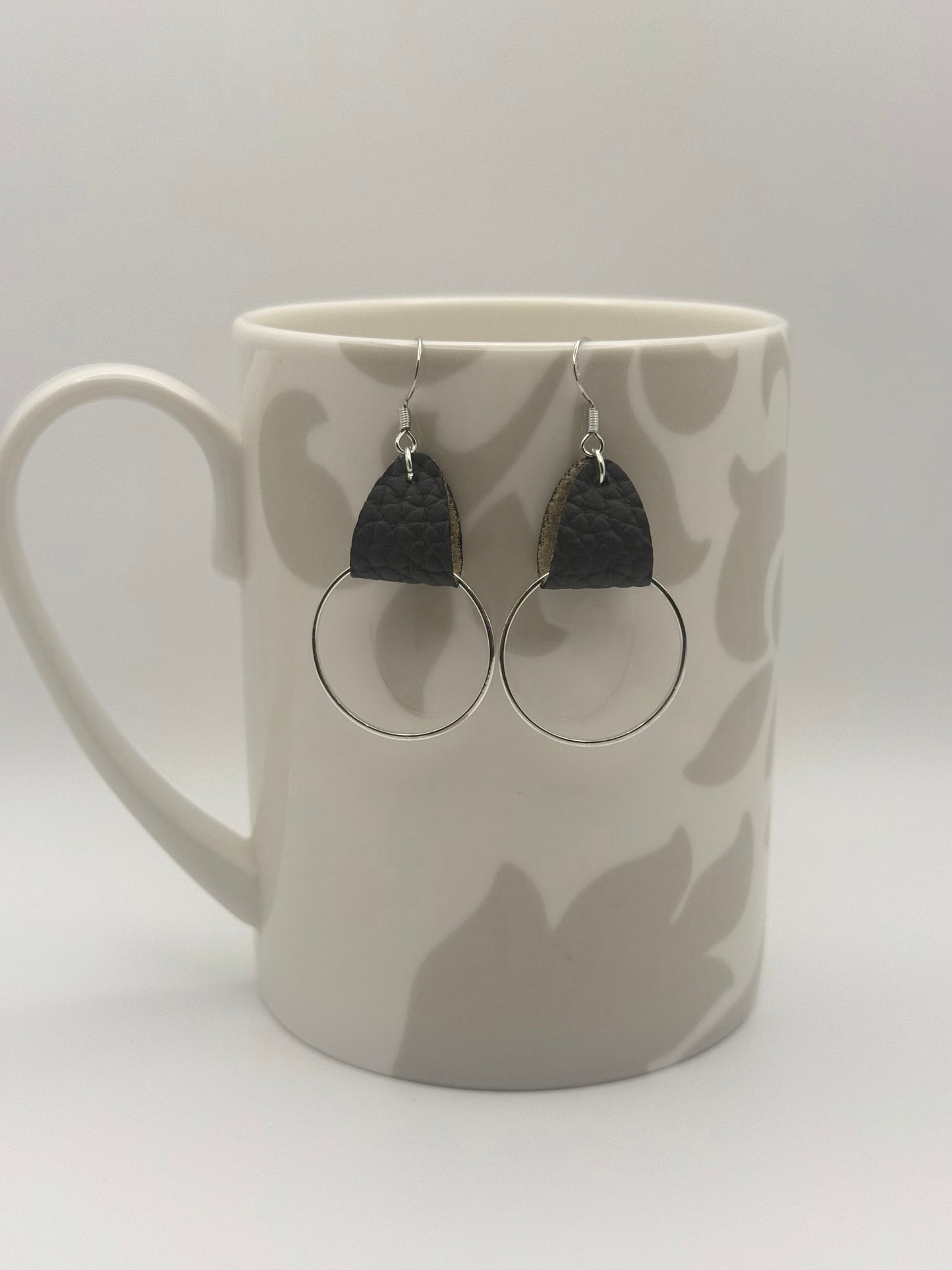 Faux leather and metal drop earrings