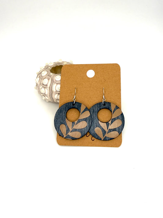 Almost Perfect Dark Gray Wood Earrings | Beige Botanical Dangles
