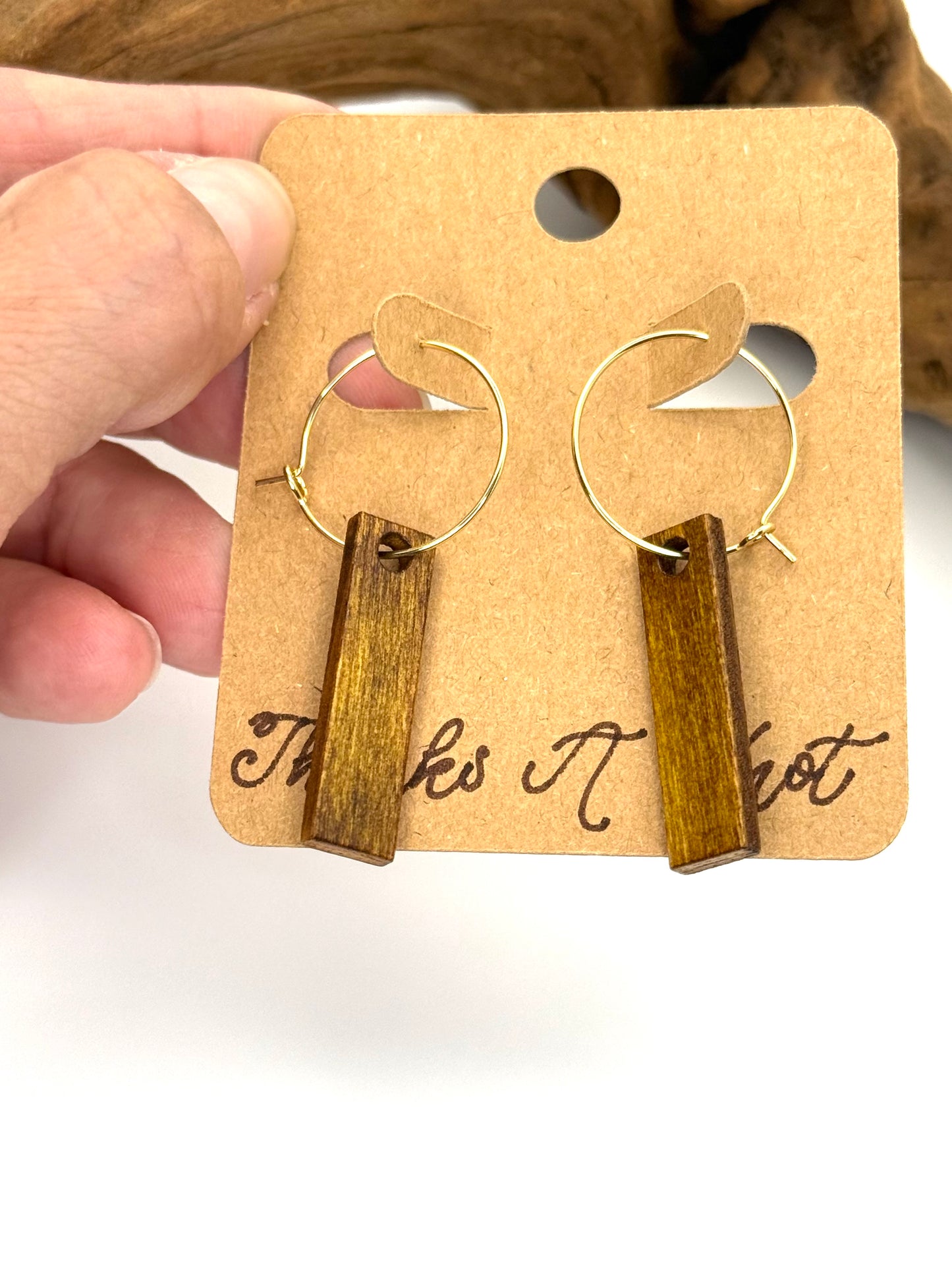 Two-Sided Stained Wood Hoop Earrings | Mahogany & Ochre Dangles