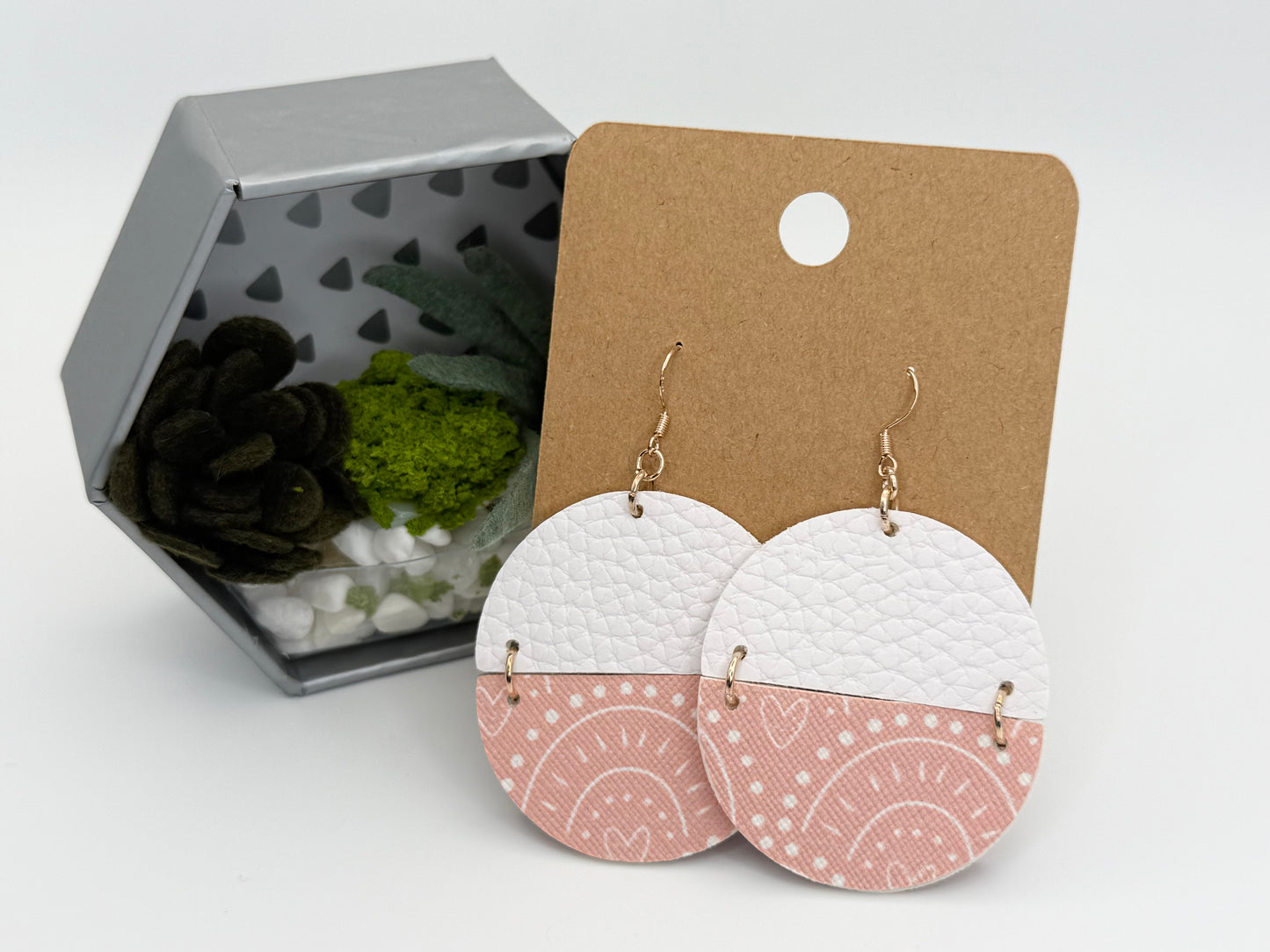 Last Chance Faux Leather Statement Earrings | Blush Split Circle Earrings
