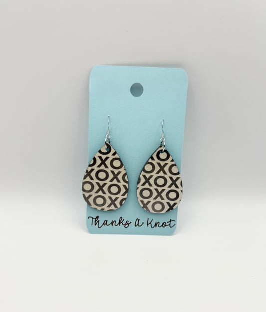 Wood and paper decoupage dangle earrings