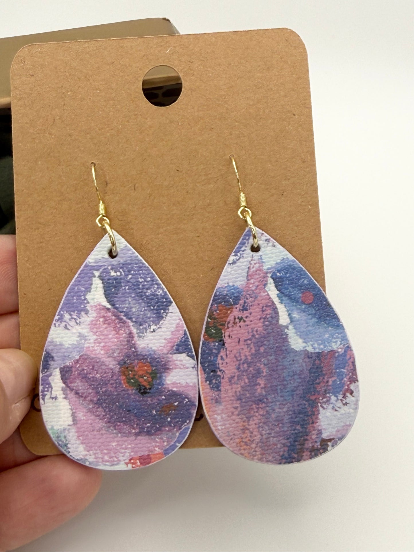 Abstract Floral Wood Earrings | Textured Decoupage Statement Earrings
