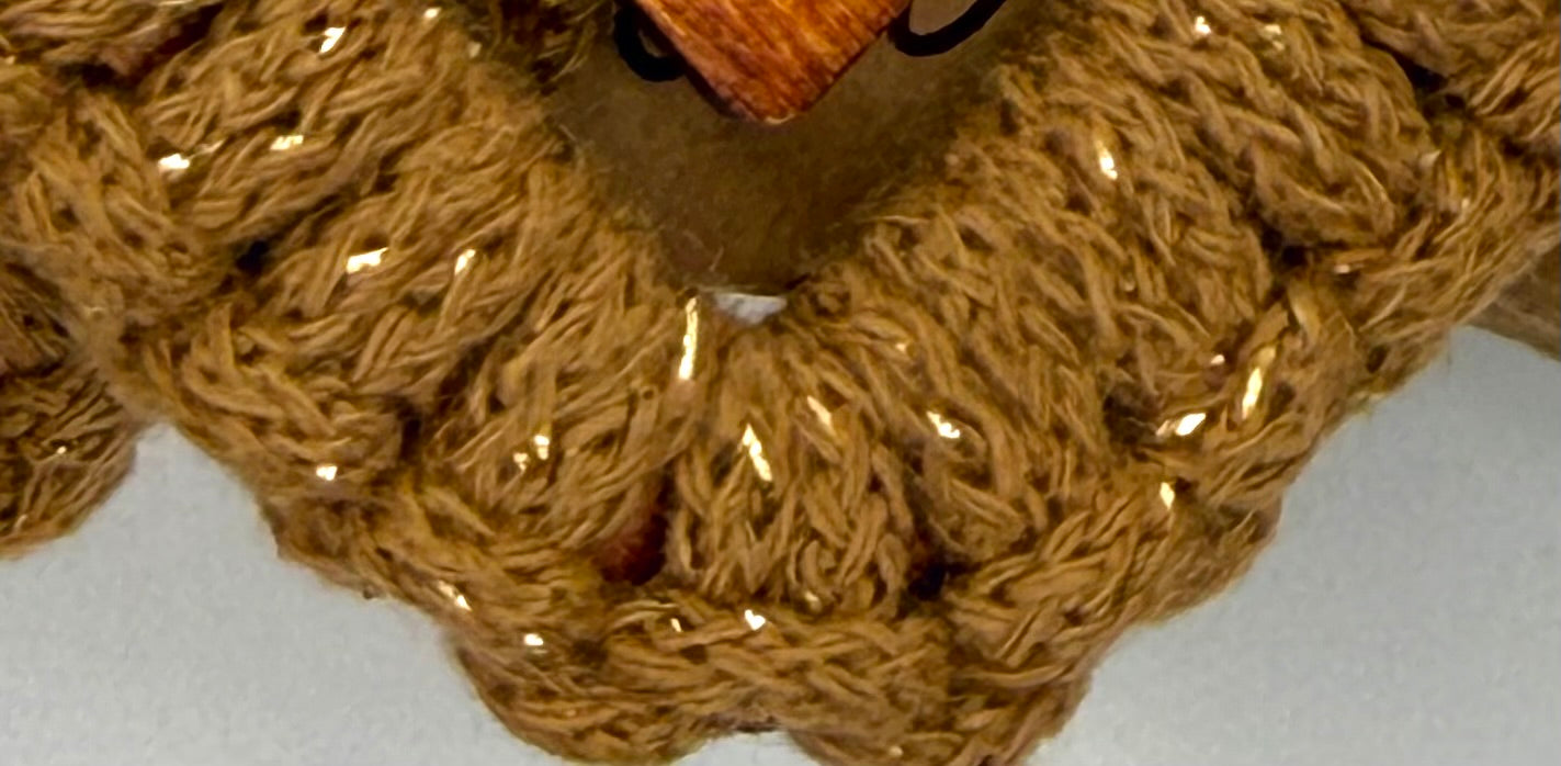 Warm Brown Wood & Macramé Earrings | Gold Fleck Statement Dangles
