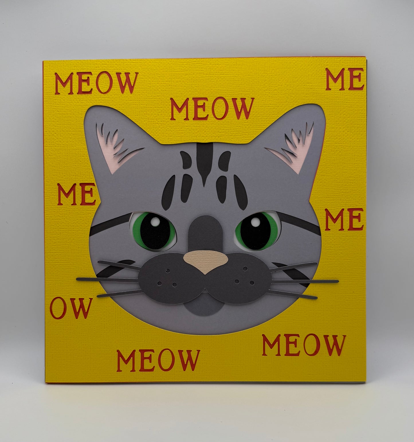Custom cat face layered paper wall art