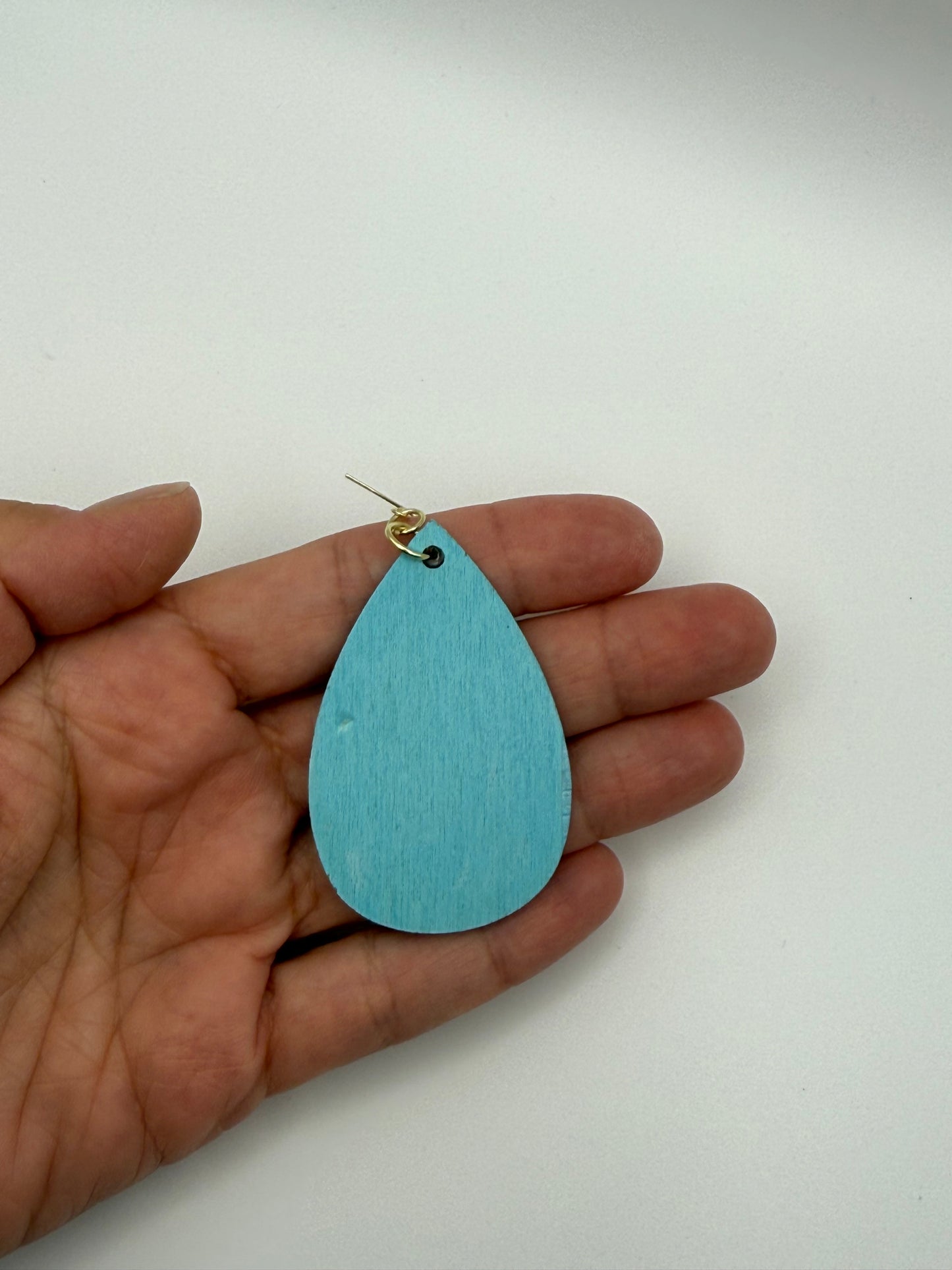 Almost Perfect – Blue Dandelion Decoupage Wood Earrings