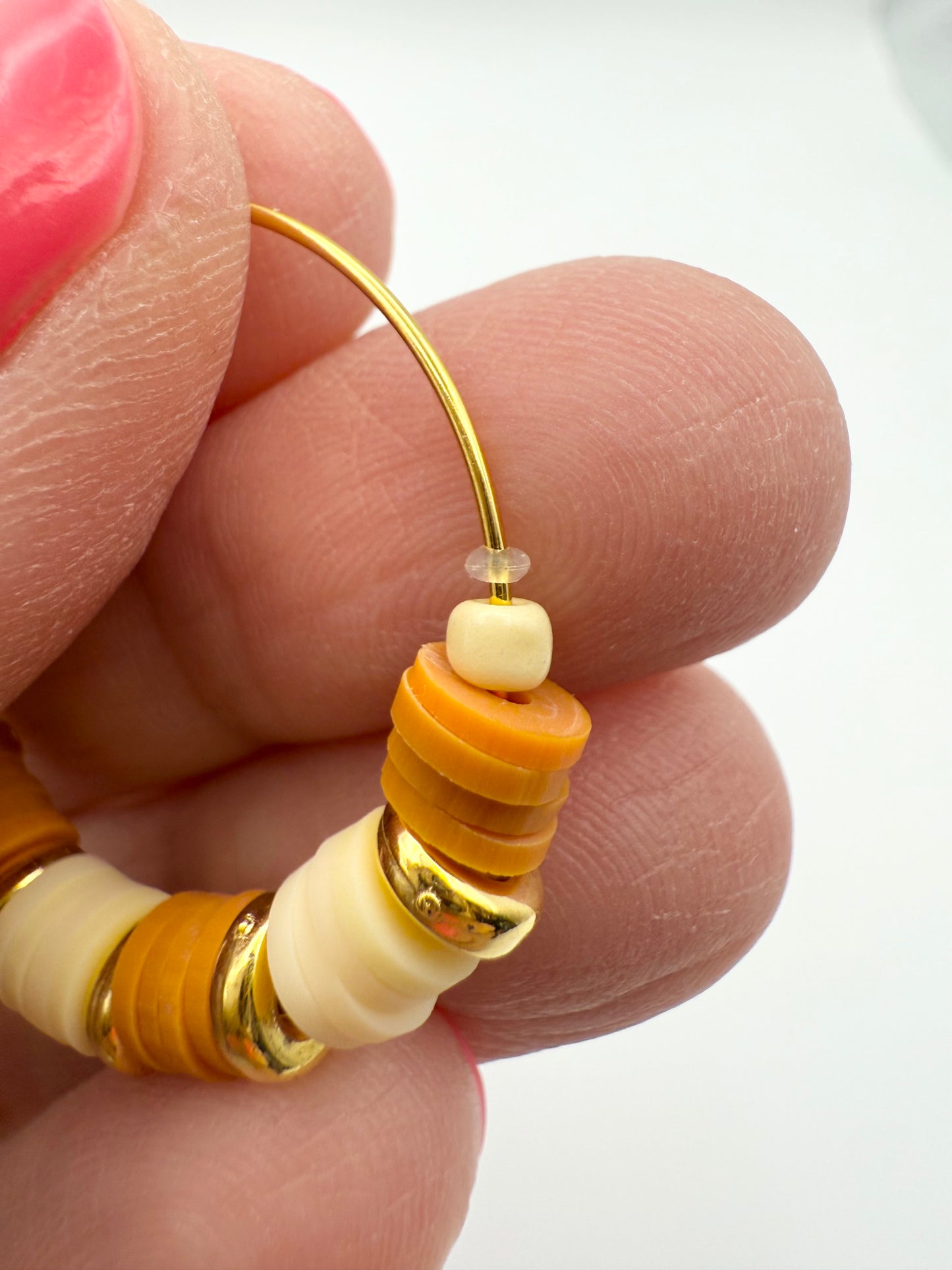 “Golden Hour” heishi bead hoop earrings