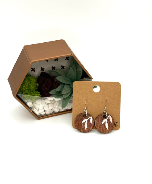 Almost Perfect – White Botanical Stained Wood Earrings