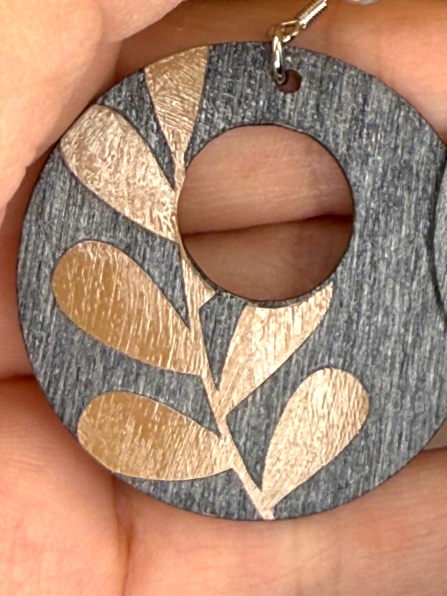Almost Perfect Dark Gray Wood Earrings | Beige Botanical Dangles
