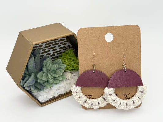 Plum Macramé Statement Earrings | Handmade Boutique Earrings