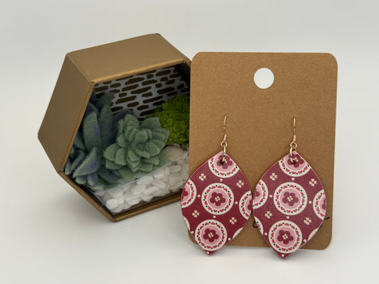 Retro Floral Wood Earrings | Vintage Inspired Statement Earrings