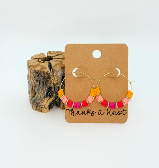 Canyon Berry Heishi Hoop Earrings | 35mm Gold Stainless Steel