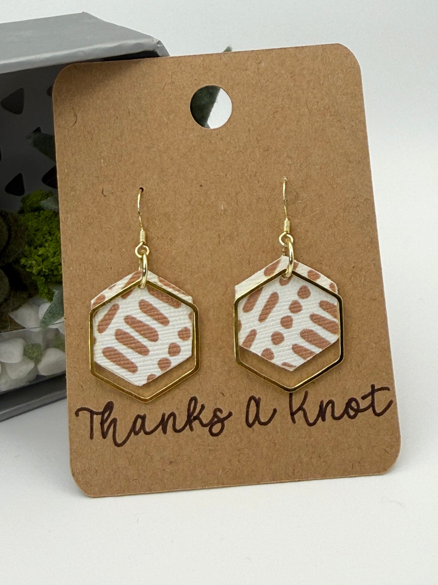 Modern Hexagon Faux Leather Earrings | Lightweight Handmade Jewelry
