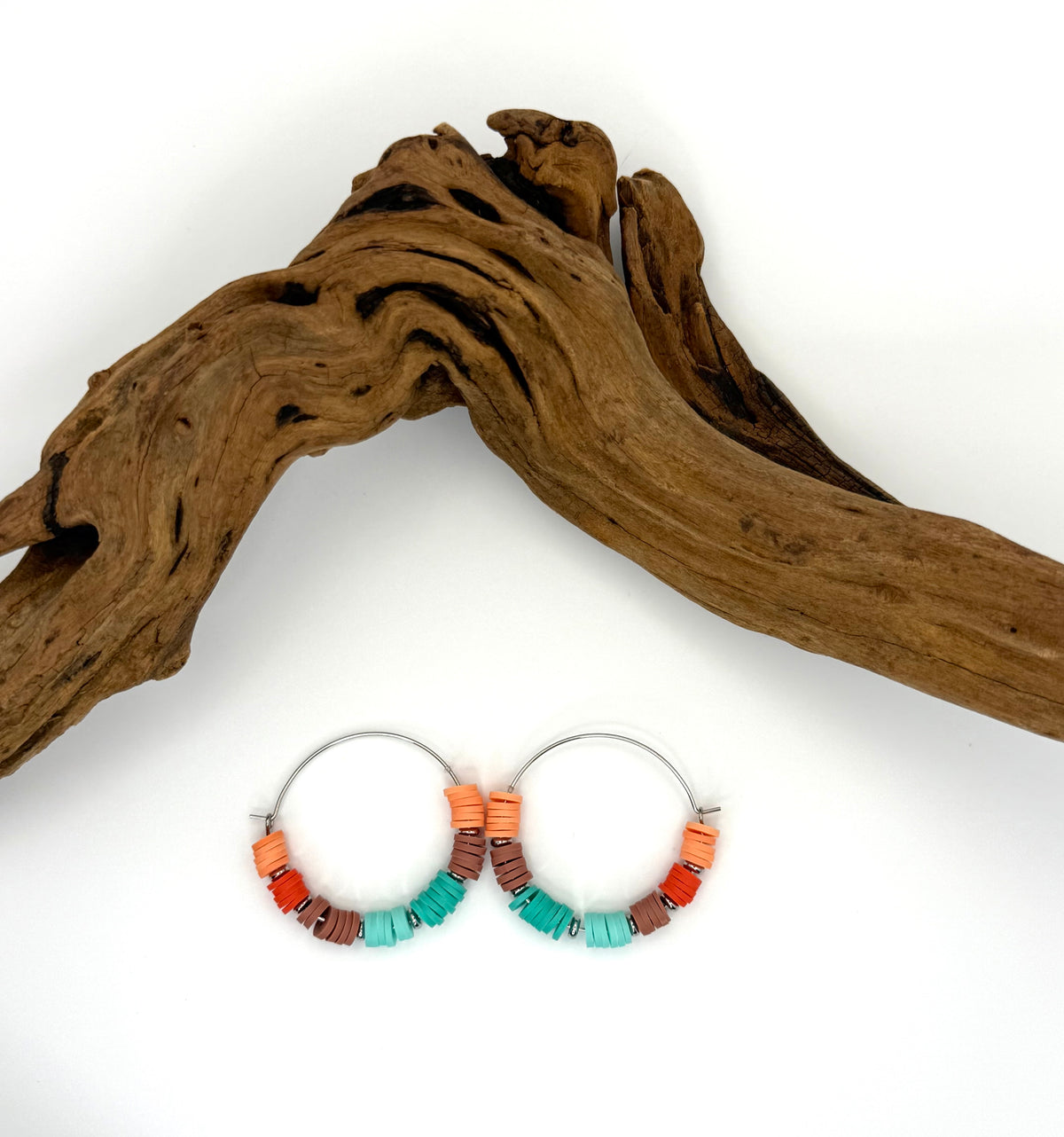 Desert Oasis Heishi Hoop Earrings | 35mm Stainless Steel