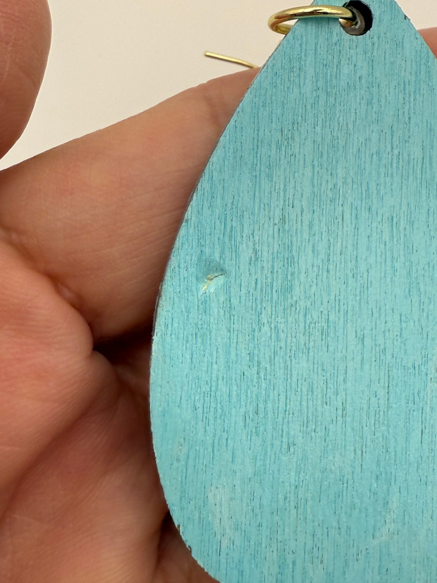 Almost Perfect – Blue Dandelion Decoupage Wood Earrings