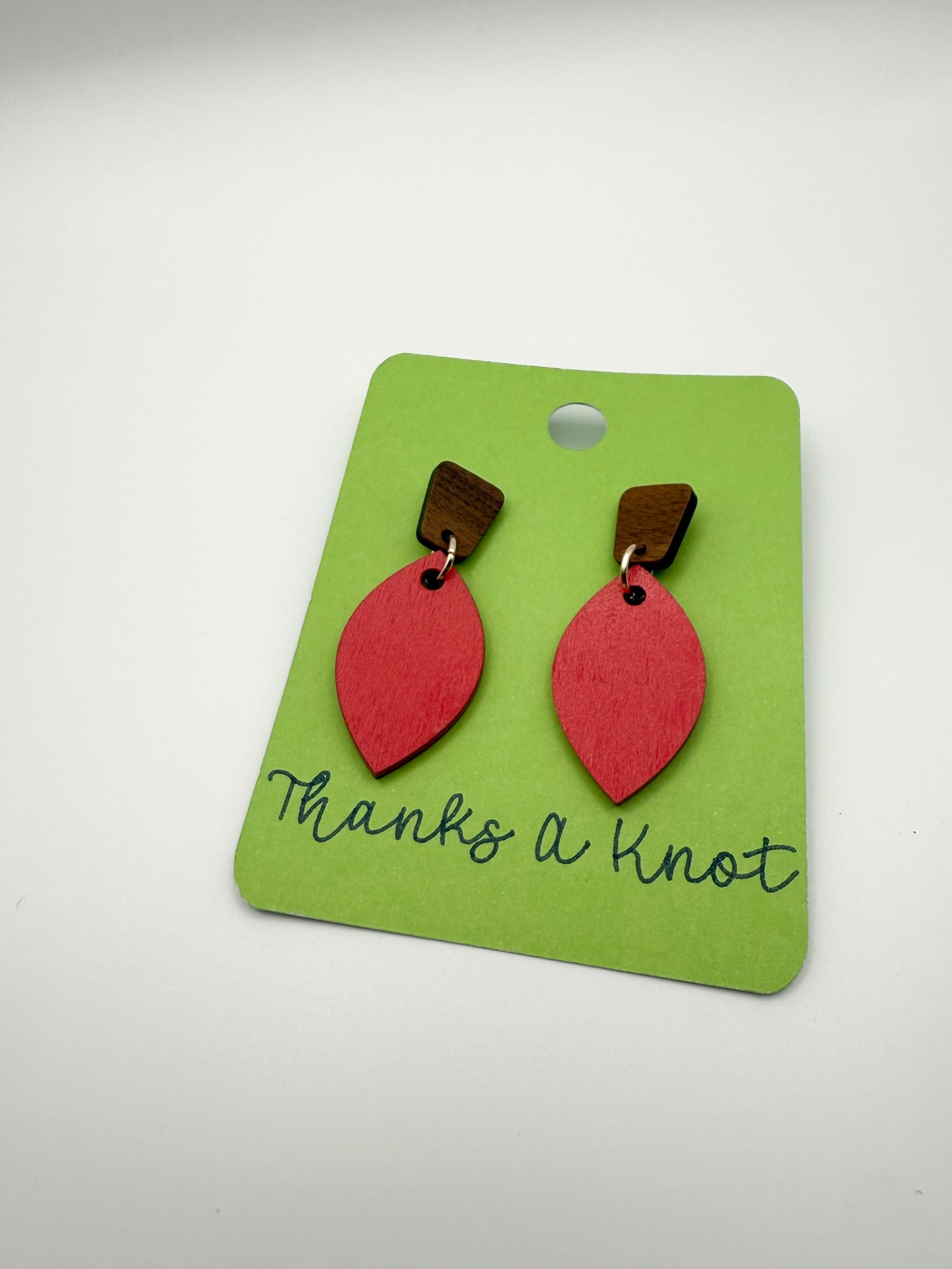 Wooden hand painted stud dangle earrings