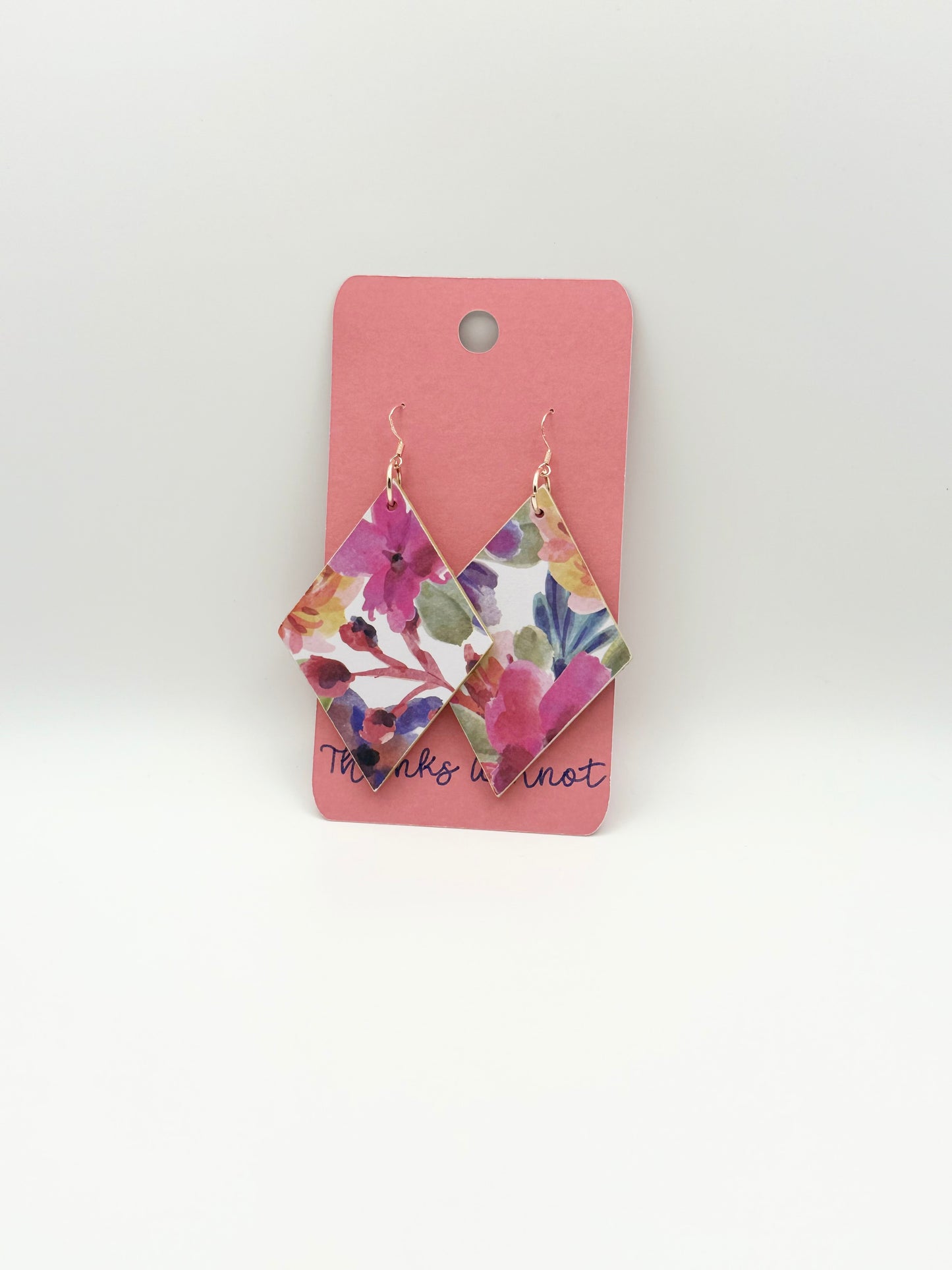 Wood and paper decoupage dangle earrings