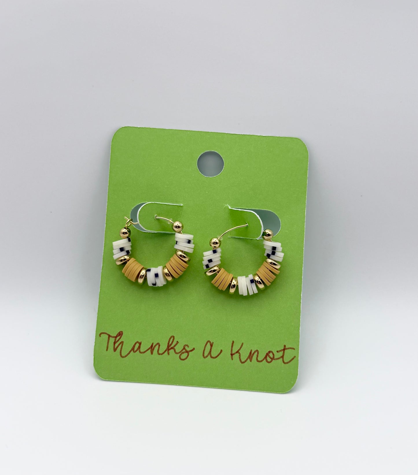 “Jersey corn” heishi bead hoop earrings