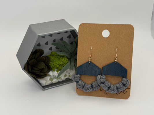 Hand-Painted Macrame Earrings | Handmade Geometric Statement Jewelry