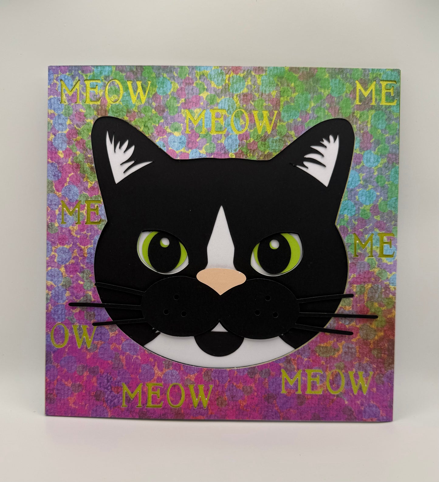 Custom cat face layered paper wall art