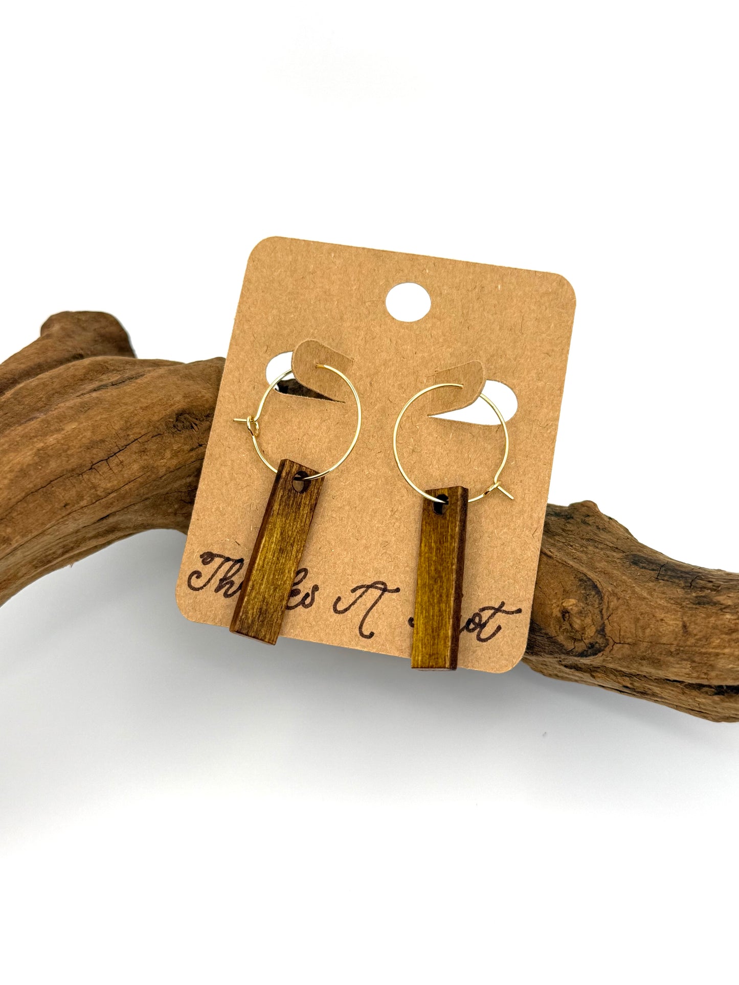Two-Sided Stained Wood Hoop Earrings | Mahogany & Ochre Dangles