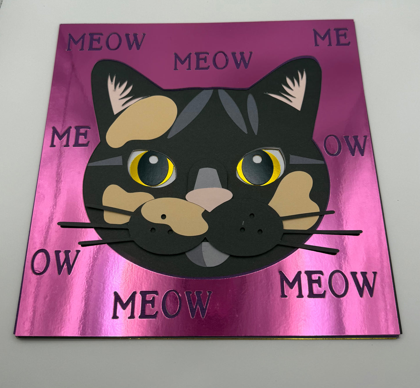 Custom cat face layered paper wall art