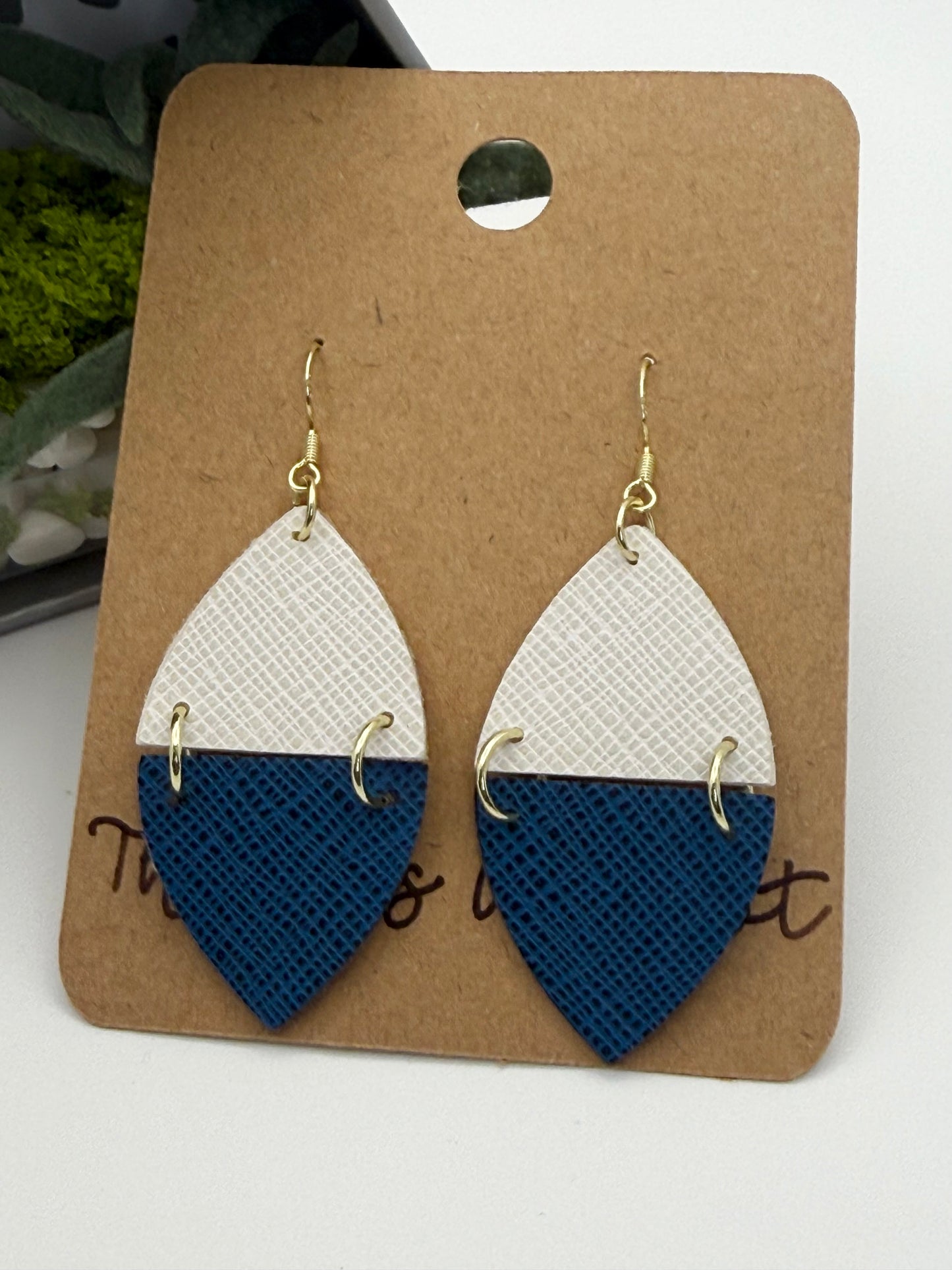 Split Style Faux Leather Earrings | Handmade Color Block Statement Earrings