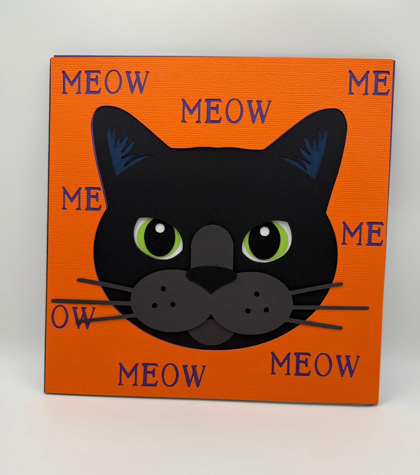 Custom cat face layered paper wall art