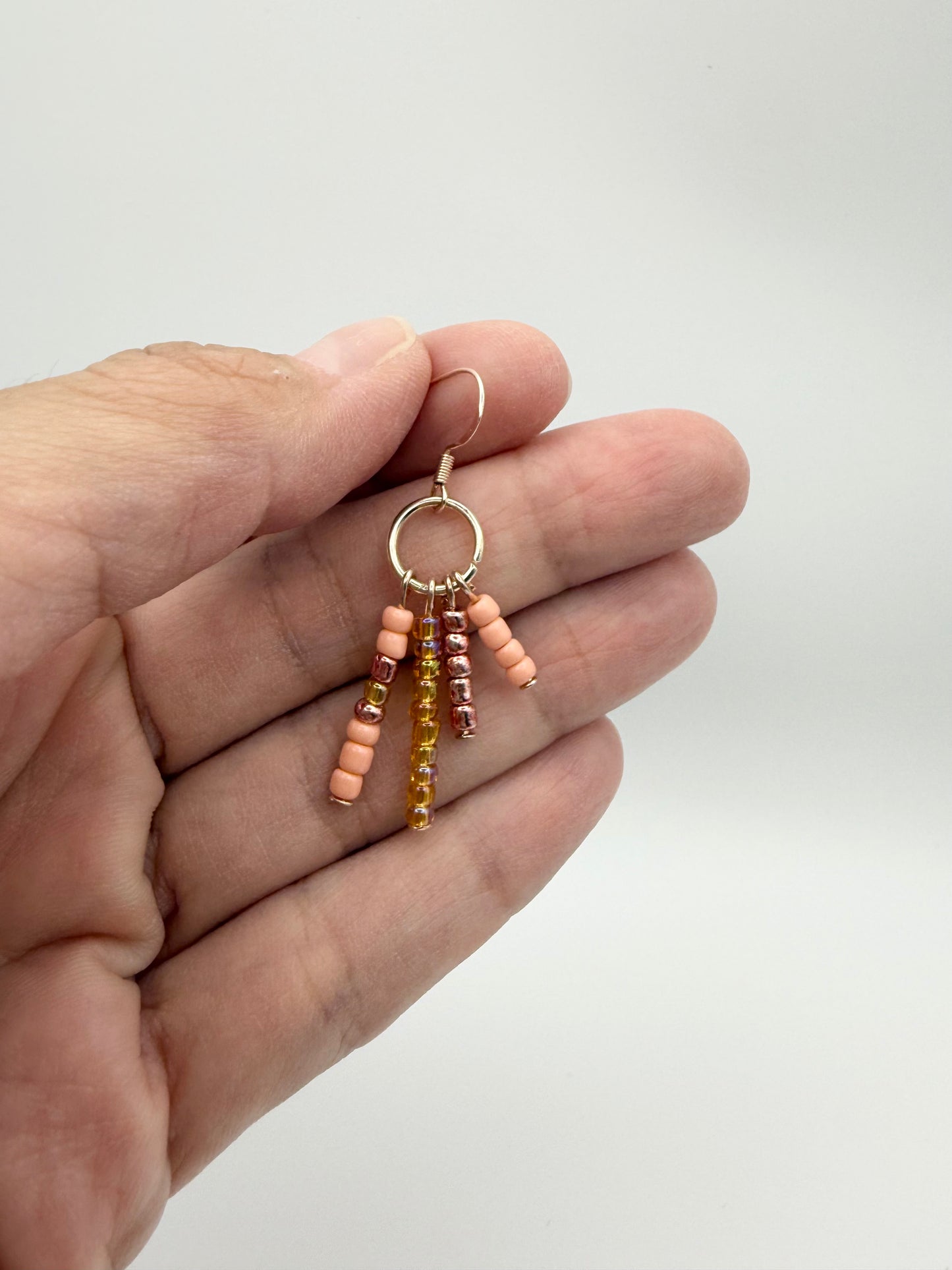 “Strawberry fizz” beaded dangle earrings