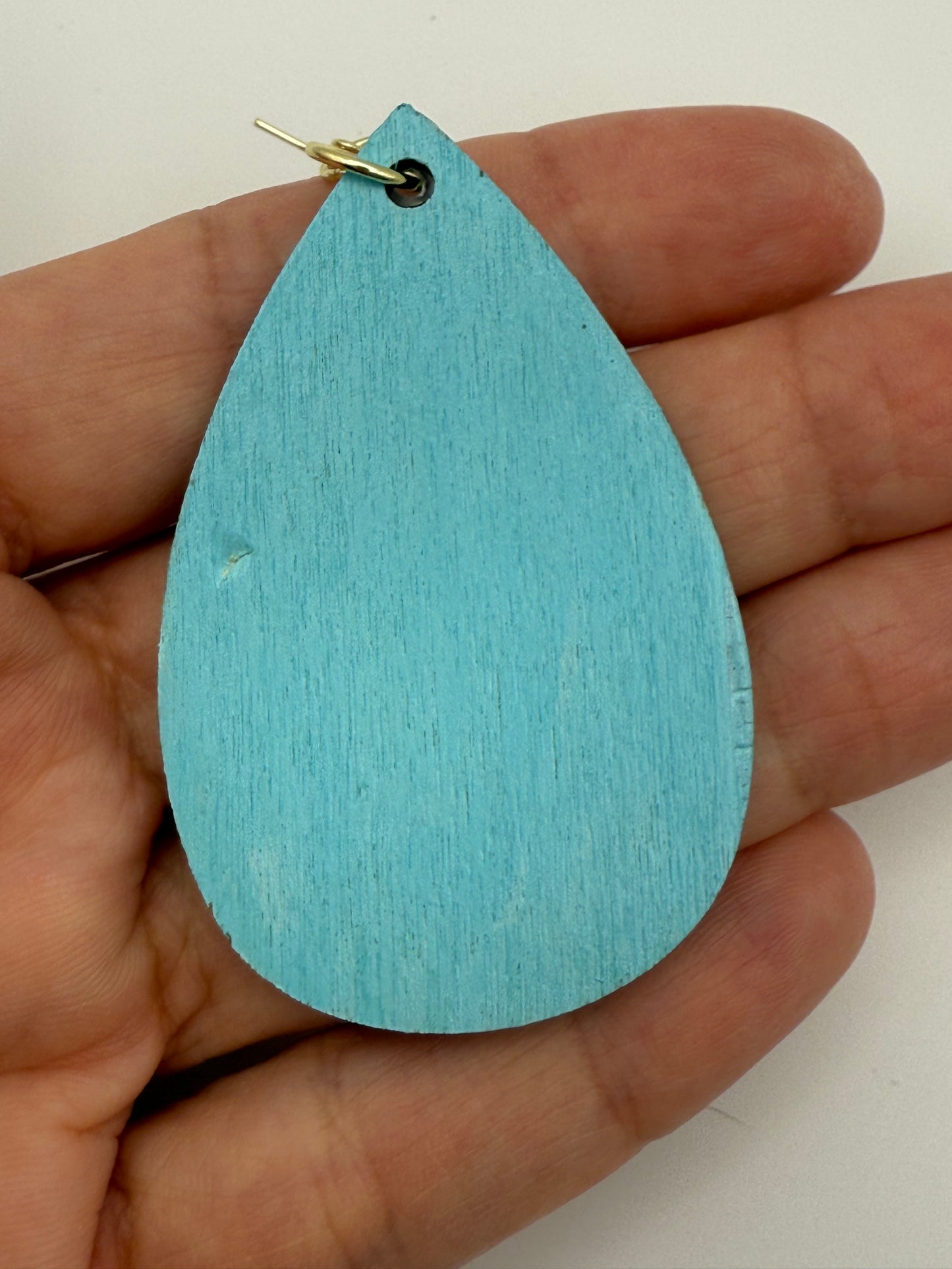 Almost Perfect – Blue Dandelion Decoupage Wood Earrings
