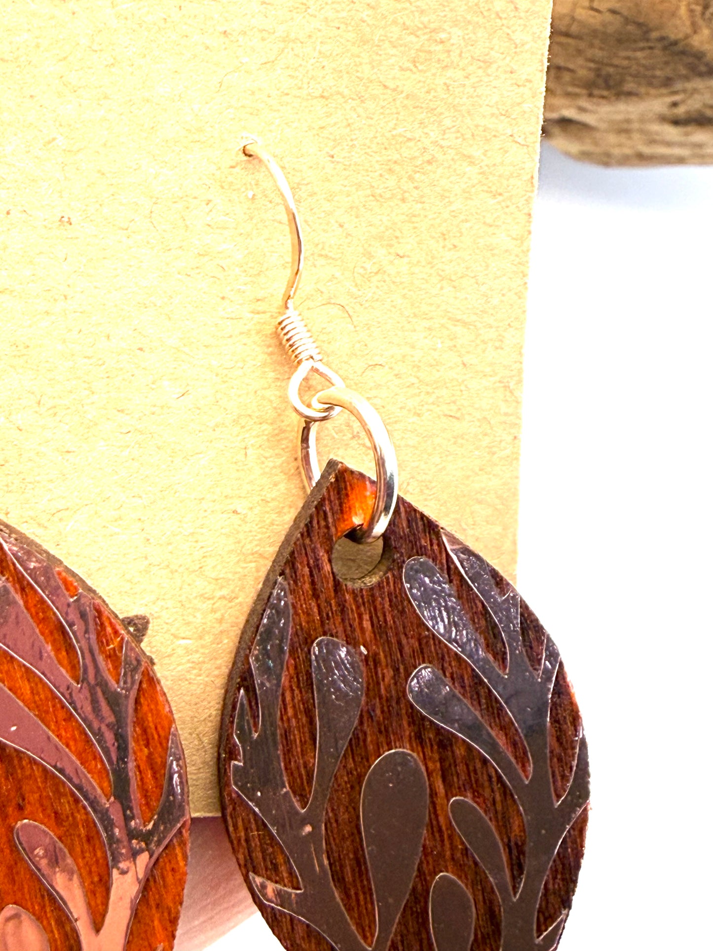 Almost Perfect – Rose Gold Botanical Stained Wood Earrings
