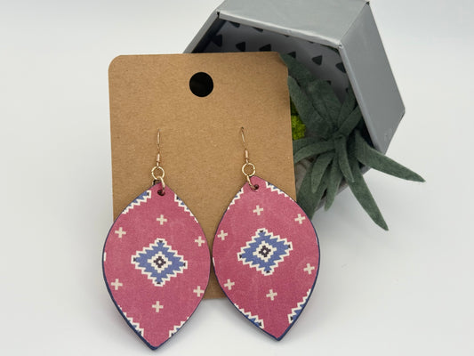Southwestern Leaf Earrings | Boho Decoupage Statement Earrings