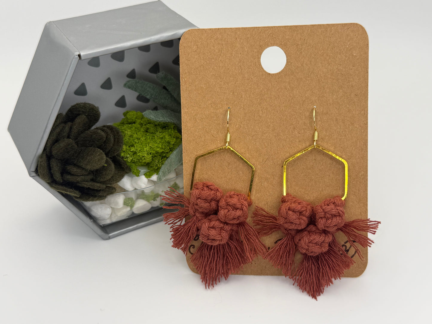 Hand-Knotted Macrame Earrings | Geometric Fiber Statement Jewelry