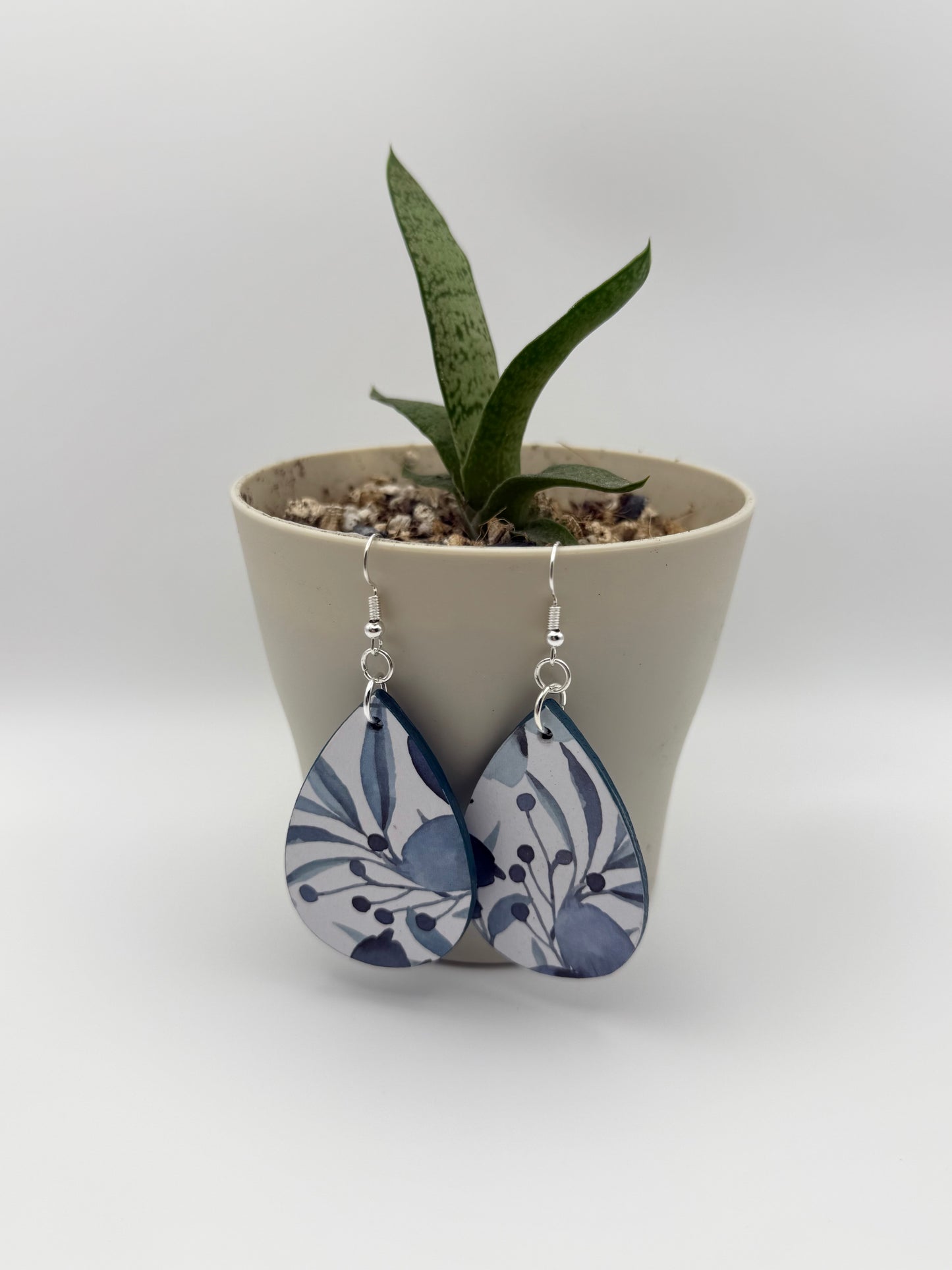 wood and decoupage dangle earrings