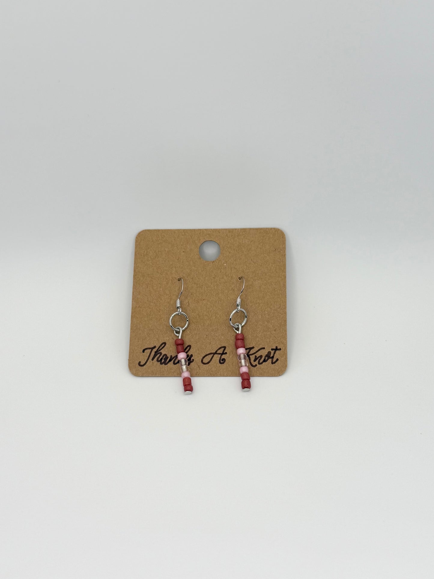 “Strawberry Shortcake” Minimalist Glass Bead Drop Earrings | Handmade Delicate Beaded Earrings