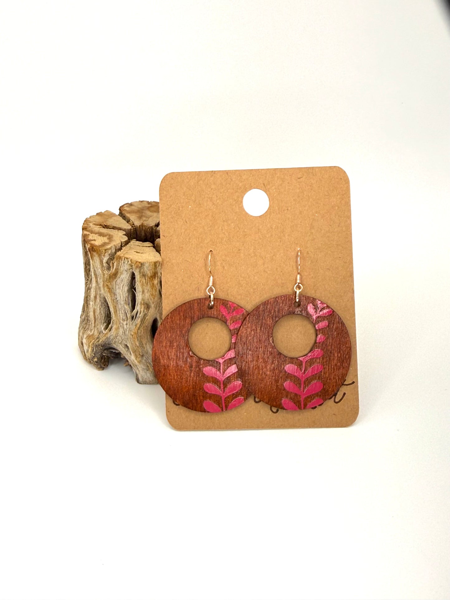 Almost Perfect | Pink Botanical Wood Statement Earrings